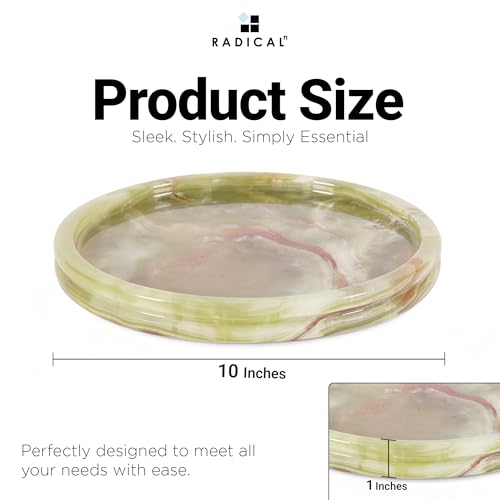 Radicaln Marble Serving Tray 10" Inches Green Handmade Round Trays for Party Supplies Ideal Food & Cafeteria Trays for Kitchen, Serving Dishes & Platter - color: Green