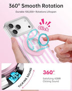 SYNCWIRE Magnetic Phone Ring Holder for MagSafe, 360° Rotation Cell Phone Grip Stand Finger Ring Kickstand Two-Sided Magnet Compatible with iPhone 17 Pro Max 16 15 14 13 12 MagSafe Accessories - color: Single Ring-1PCS-Candy Pop