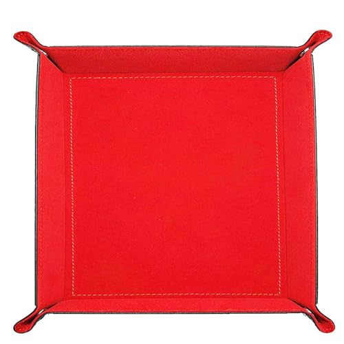 siduater Valet Tray Desktop Storage Organizer – Vegan Leather Catchall Tray Bedside Vanity Tray Nightstand Caddy Holder for Remote Controller, Watch, Keys, Phone, Wallet, Coin, Jewelry, Red - color: Red