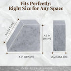 Flexzion Book Ends for Heavy Books - White Marble Bookends Decorative for Shelves, Weighted Modern Stone Marble Bookends Stopper with Non-Skid Bottom for Desk, Shelves, Kitchen and Office (Set of 2)