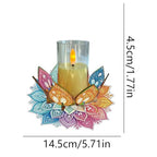 DIY Diamond Art Painting Candlestick Holders 5.71in Mandala Flower Shape Desk Candle Tray Tabletop Ornaments for Wedding Ramadan Party Home Table Centerpiece-Mandala03 - color: Mandala03