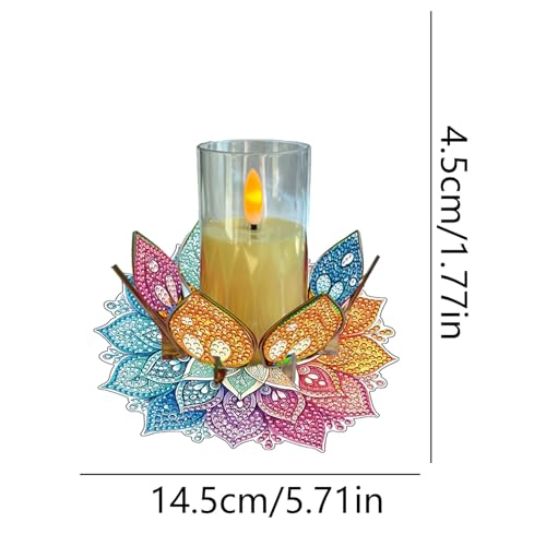DIY Diamond Art Painting Candlestick Holders 5.71in Mandala Flower Shape Desk Candle Tray Tabletop Ornaments for Wedding Ramadan Party Home Table Centerpiece-Mandala03 - color: Mandala03