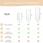 Glasseam Hurricane Pillar Candle Holder Bulk 24, Clear Candle Holders for Pillar Candles, Glass Cylinders for Floating Candles, Modern Floating Candle Vases for Centerpieces Wedding Dining Home Decor