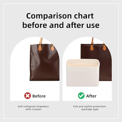 DGAZ Silk Purse Organizer Insert For LV Sac Plat Mini/BB/PM bag，Silky Smooth Bag Organizer，Luxury Handbag & Tote Shaper,Fitted vanity cases（Craie，PM） - color: Craie, size: PM