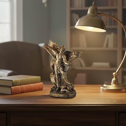 St. Michael the Archangel Statue – Bronze Finish Resin San Miguel Sculpture, Powerful Religious Decor for Home, Altar, or Prayer Room – 7.5 Inch Catholic Saint Michael Figurine - size: 5.32 x 2.36 x 7.48 inches