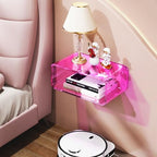 Acrylic Floating Nightstand, Bedside Table, Nightstand Shelf Wall Mounted Bedside Shelf (Pink, Small) - color: Pink
