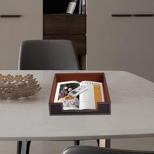 PU Leather 1-Layer Stackable Office File Document Tray Case Rack Paper Letter Tray Desk File Document Organizer Holder (Coffee) - color: Coffee
