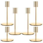 Set of 6 French Gold Taper Candle Holders Candlestick Holders, Decor Candles Stick Candle Holder for Table or Mantel Centerpiece, Wedding, Dinning, Party Home Decor