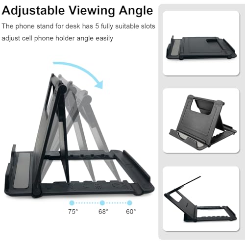 POQOD 2 Pack Cell Phone Stand, Foldable Phone Holder for Desk Compatible with Phone 15 14 13 12 11 Pro Xs Xs Max Xr X 8, Nintendo Switch, All Phones, Black & White - color: Black & White