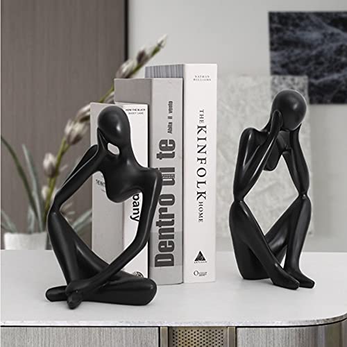 Asng Resin Thinker Style Abstract Sculpture Statue Collectible Figurines Home Office Bookshelf Desktop Decor (Black,Think Deeply, Large) - color: Black,think Deeply, size: Large