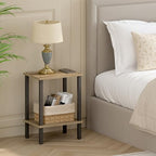 TUTOTAK End Table, Side Table, Nightstand, 2-Tier Storage Shelf, Sofa Side Table for Small Space, Living Room, Bed Room TB01BG034 - color: Greige
