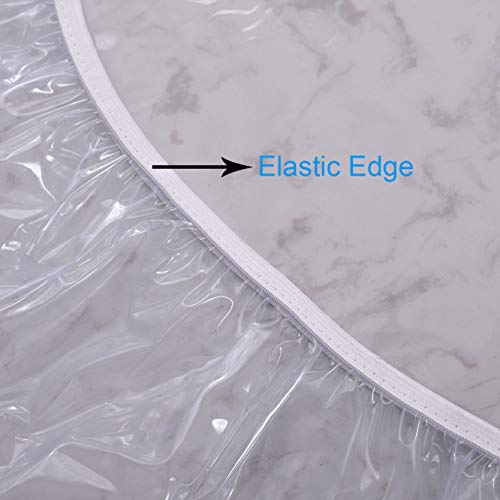 Walrus Clear Round Vinyl Fitted Tablecloth Waterproof Oilcloth Heavy Duty Elasticized Table Cover Elastic Edge Design Plastic Tablecloth Protector for Round Table - size: Best for 40"-44" Round