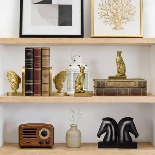 Black Cheetah Bookends, Book Ends for Shelves to Hold Books Heavy Duty, Creative Resin Book Stoppers for Home Farmhouse Shelves Office Lover Gift - color: Cheetah Bookends Black