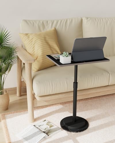 Small Side Table, Height Adjustable Nightstand, Square Indoor Metal Plant Stand, for Living Room, Bedroom, Office, Bathroom, 1 Pack, Black, GBZ001RB-1 - color: Black, size: Rectangle