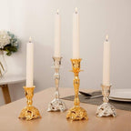 Sziqiqi Gold Candlestick Holders Set of 2 Taper Candle Holders Deluxe Ornate Candle Holders for Shabbat Taper Candles, Candle Centerpiece, Wedding Candles, Christmas Candle 7.4inch - color: Gold