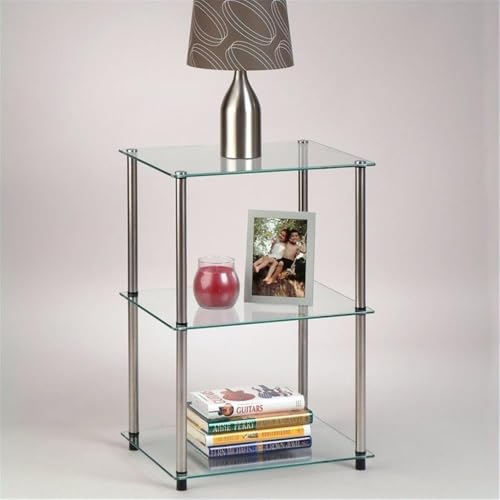 Convenience Concepts Designs2Go Classic Glass Tall 3 Tier End Table, Glass - color: Glass