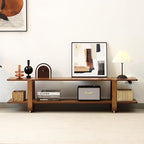 Bamboo TV Stand for TVs up to 65", Media TV Console Table with Storage, Accent Entertainment Center with Shelf, Modern TV Stand for Living Room, Bedroom, 55"(L), Walnut - color: Walnut