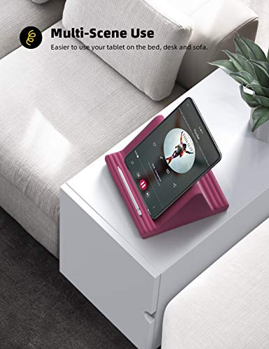 Lamicall Tablet Pillow Stand, Pillow Soft Pad for Lap - Tablet Holder Dock for Bed with 6 Viewing Angles, for iPad Pro 9.7, 10.5, 11, 12.9 Air Mini 4 3, Kindle, Galaxy Tab, E-Reader, Purplish Red - color: Purplish Red