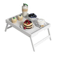 Youpehom Bed Tray Table with Folding Legs,Bamboo Breakfast in Bed for TV Table,Tray,Eating,Snack Tray,Laptop Computer (White, Large) - color: White, size: Large