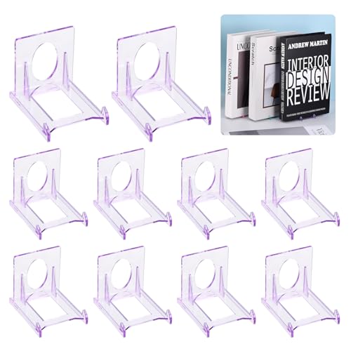uxcell 20 Pack Book Display Stands, 2" Adjustable Display Holder Mini Clear Easel Collector Stand for Displaying Comics, Magazines, Postcards, Art works, DVDs, Medals, Purple - color: Purple