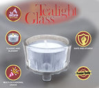 Ner Mitzvah Tea Light Holders with Tealight Candles - 2 Pack Crystal Glass Tealight Candle Holder for Candelabra and Candlesticks - Safety Rubber Set Included - Fits All Standard Tealights