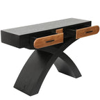 WILLIAMSPACE 47.24" Rectangular Console Table with Cross Leg & 2 Drawers, Mid Century Modern Wooden Entryway Sofa Table Hallway Table for Living Room, Foyer - Black - color: 47.24" Rectangular Console Table With Cross Leg,black