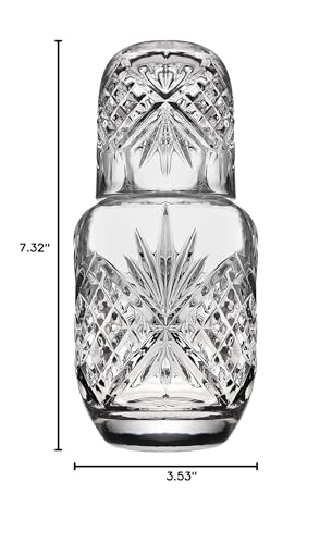 Godinger Bedside Night Carafe - Cup and Bottle to Keep Next To Your Bed for a Handy Midnight Drink, 16oz - color: Clear