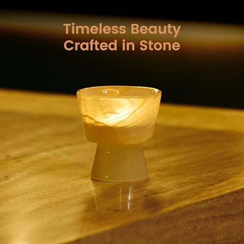 Marble Candle Holder, Empty Tealight Candle Decor Holders, Amber White - color: Amber White