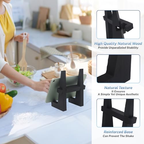 DEBETOOL Wooden Plate Stand for Display - 8.8 Inch Wooden Picture Frame Holder Decorative Tabletop Easel for Plates, Photos, Recipes | Solid Wood Durable & Space-Saving Design