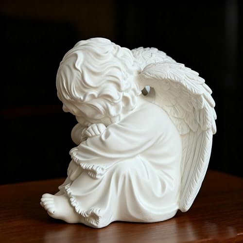 OwMell Little Angel Statue Figurine, Resin Cherub Statue Sleeping Angle Sculpture, Remembrance Healing Sympathy Gift for Memorial, Shelf Home Living Room Desktop Office Decoration - Sleeping Angel - color: Sleeping Angel
