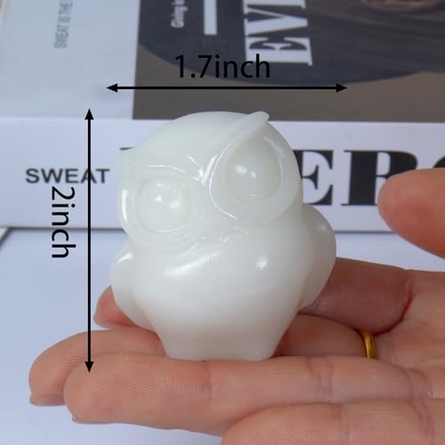 2 Inch Owl Figurine Handcrafted,White Jade Healing Crystal Animal Sculpture,Home Decor Unique Gift for Collectors,Crystal Artwork Nature Lovers Birthday Anniversary Present Spiritual Gift - color: White Jade Owl
