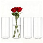 4 Pack Acrylic Cylinder Vases for Centerpieces, 8 inch Tall Clear Flower Vase, Unbreakable Vases,Hurricane Candle Holders Floating Candle Vase for Wedding Dinner Table Party Living Room Decor - size: 4 Pack(4" W x 8" H)