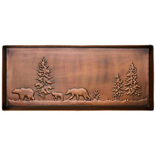 HF by LT Bear Pattern Metal Boot Tray, 30 x 13 inches, Antique Copper Finish - color: Bear Pattern, Antique Copper
