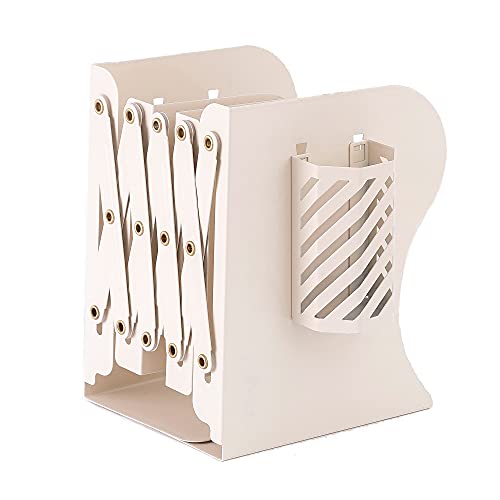Adjustable Book Ends for Heavy Books, Metal Expandable Bookends for Shelves, Book Organizer Stopper Holder for Desk, Kids Room, Classroom, Office, Library (Beige) - color: Beige