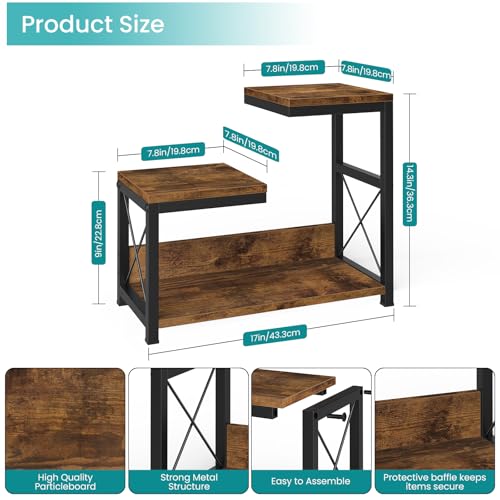 ELITEROO Desktop Shelf Organizer, 3 Tier Office Shelves, Wood Desk Organizers Storage Rack and Freestanding Display Shelf for Office, Dormitory, Home, Rustic Brown - color: Rustic Brown