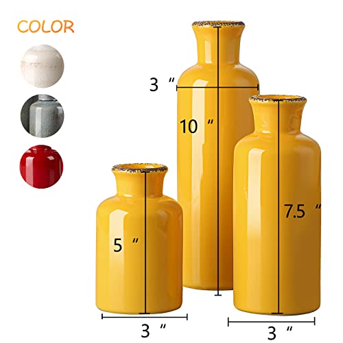 CwlwGO- Yellow Ceramic Vase Set,Modern Decorative Vases for Home Decor, Kitchen&Living Room Table Décor,Fireplace & Entrance centerpieces Decorations. - color: Yellow