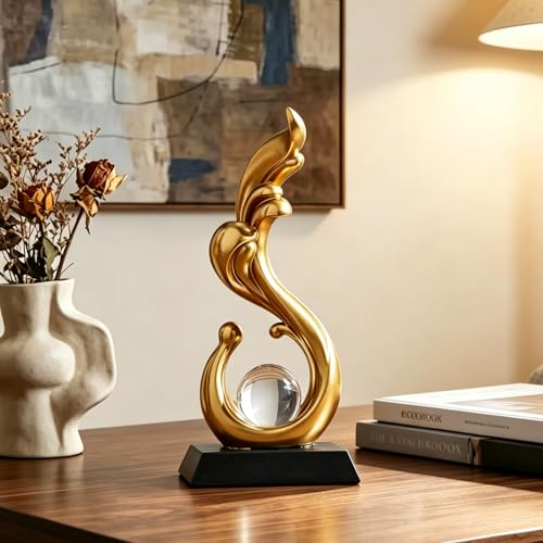 AWNR Abstract Art Deco Decor Statues for Home,Shelves,Table,Living Room, Dining Room,Modern Sculpture Decoraciones of Homes for Sale (Gold A) - color: Gold a