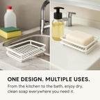 Creative Home Metal Wire Soap Dish Tray Rust-Resistant Iron Bathroom Holder with White Powder Coating Bar Soap Rack for Shower Sink Kitchen Vanity, 3.1 x 4.4 x 1 H Inch - color: White