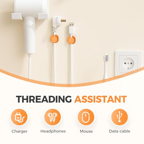 Cord Organizer Holder, 2025 New Desk Cable Management, Cable Clips Organize Phone Charging Cords Holder Organizer Neatly for Home Office Car Desk Nightstand (Orange, 12 Pack) - color: Orange, size: 12 Pack