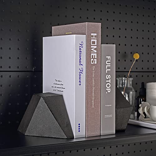 Decorative Bookends, Heavy Duty Cast Iron, Art Shelf Decor, Geometry Abstract Theme (Black) by Ambipolar - color: Antique Black
