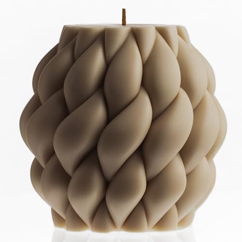 LAWA Knot Ball Candle - Large Beautiful Handmade Pillar Scented Soy Wax Elegant Bubble Aesthetic Candle Housewarming Gift Home Room Shelf Decor Idea Sandstone - color: Sandstone