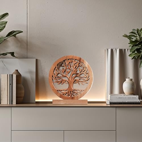 Decozen Wood Tree of Life Sculpture, Gift for Mom Home Decor, Living Room, Boho, Coffee Table, Centerpiece Table Decor, Mantle, Bathroom Shelf, Farmhouse, Christmas Decorations, Mothers day Gifts - color: Cloverly - Medium