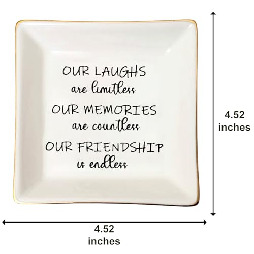 Friendship Endless Jewelry Dish Tray - Ceramic Trinket Dish - Last Minute Birthday Gift For Women & Friends - style: Friendship Endless