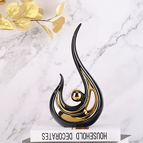 LCCCK Black Gold Abstract Figurine Statues for Home Decor – Modern Ceramic Sculpture Accent, Decorative Statues for Living Room, Shelf, TV Stand, Office or Coffee Table Centerpiece Art Decoration - color: Black and Gold