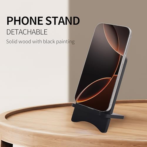 Cell Phone Stands, Desktop Stand, Luxury Nature Wood Simple Phone Stand, Compatible with iPhone & All Cell Phones, Ultra-Stable, Portable & Non-Slip Design, 2 Pieces, Black - color: Black
