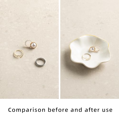 Ceramic Trinket Dish for Jewelry, Lotus Leaf Shape Small Ring Dish Tray, Jewelry Dish Organizer for Necklace Earrings, Home Decor Gift for Mom Best Friend Sister (white) - color: white
