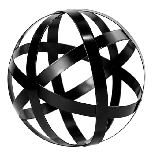 Decorative Sphere Metal Band Ball Orbs Decorative Balls Home Decor Accents Tabletop Decorations for Living Room, Kitchen, Bedroom Centerpiece for Dining Room Coffee Table, Side Tables (Black) - color: Black