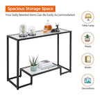 Yaheetech 42 Inch Console Table, Tempered Glass Entryway Table, 2-Tier Sofa Tables with Storage Shelves, Entrance Tables for Hallway Living Room, Black - color: Black