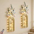 HOMECOR Easter Wall Decor Set of 2 - Boho & Modern Farmhouse Hanging Wooden Vase with Fairy Lights & Artificial Plants, Spring Wall Art for Living Room, Bedroom, Bathroom, Mothers Day Home Decor Gift - style: Flower - Easter Wall Decor
