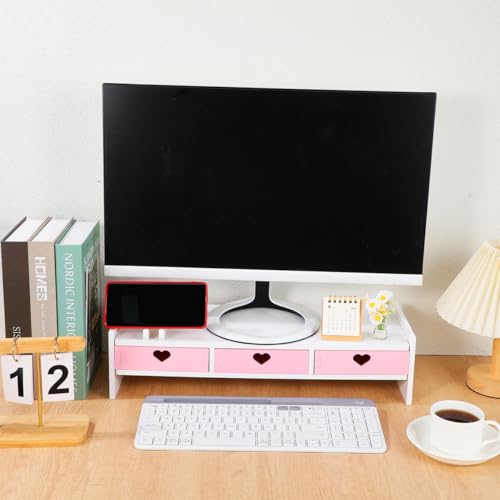 Multi-Purpose Computer Monitor Stand Riser 19.29X7.48X3.93In Elevated Rack Desk Organizer for Space Saving and Desktop Screen Comfort